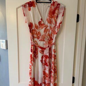 Eliza J Surplice Obi High/Low Dress, size 4, coral